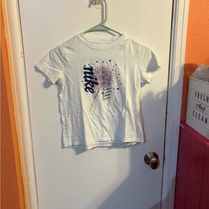 Nike Light Blue Kids Shirt with Firework Design